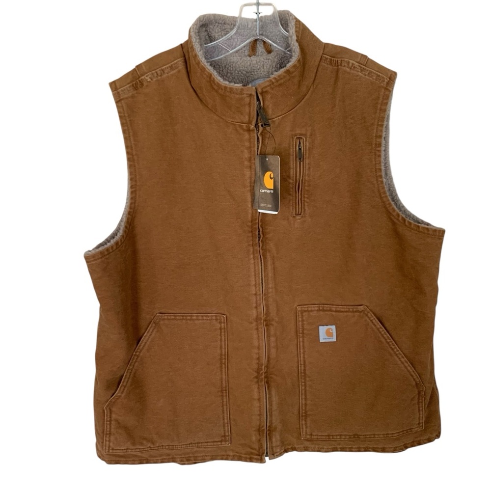 Carhartt Women 2X Cotton Sherpa Lined Vest WV001-211 Washed Duck Canvas NEW